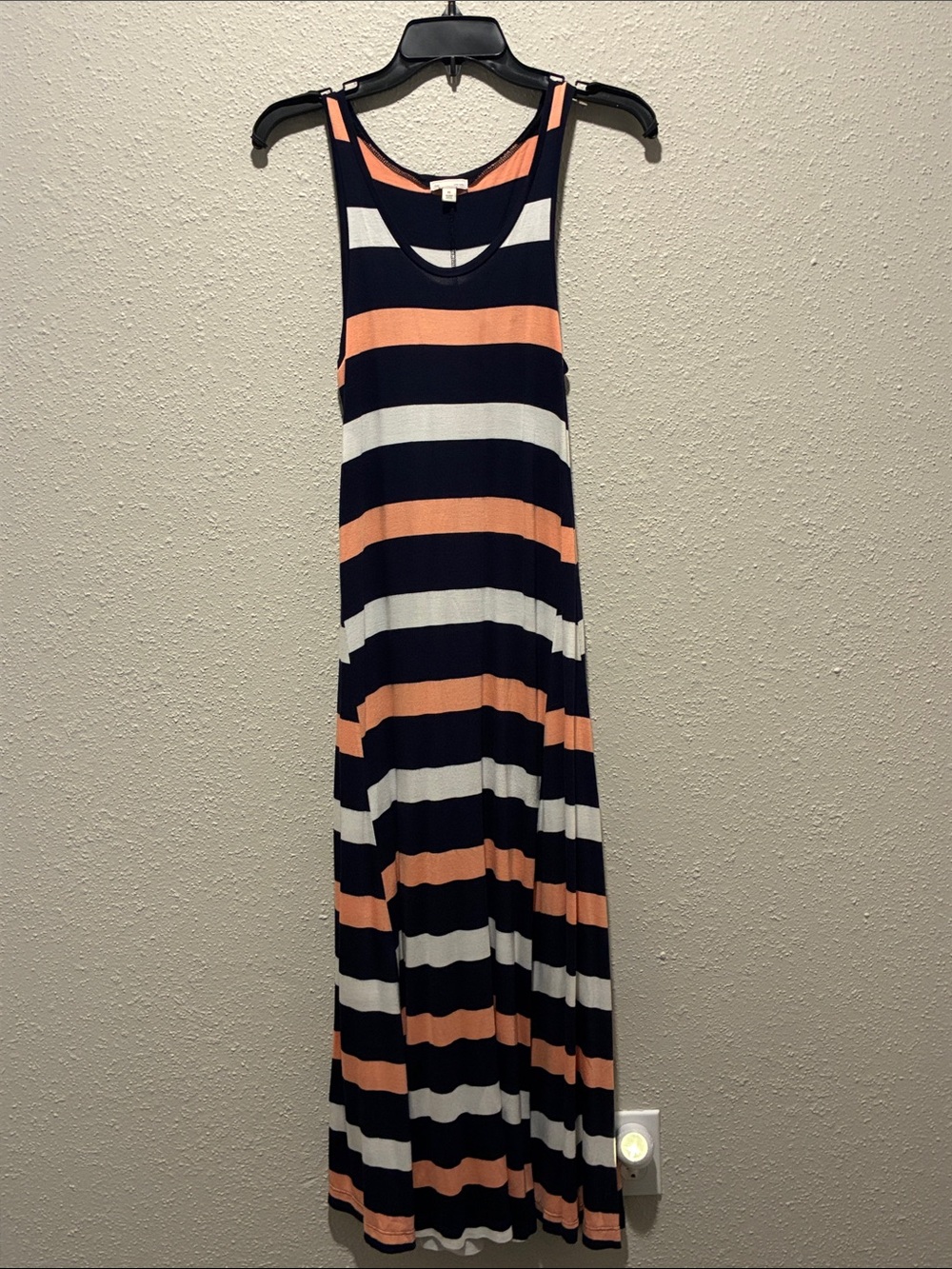 GAP Navy, White & Peach Striped Sleeveless Maxi Dress